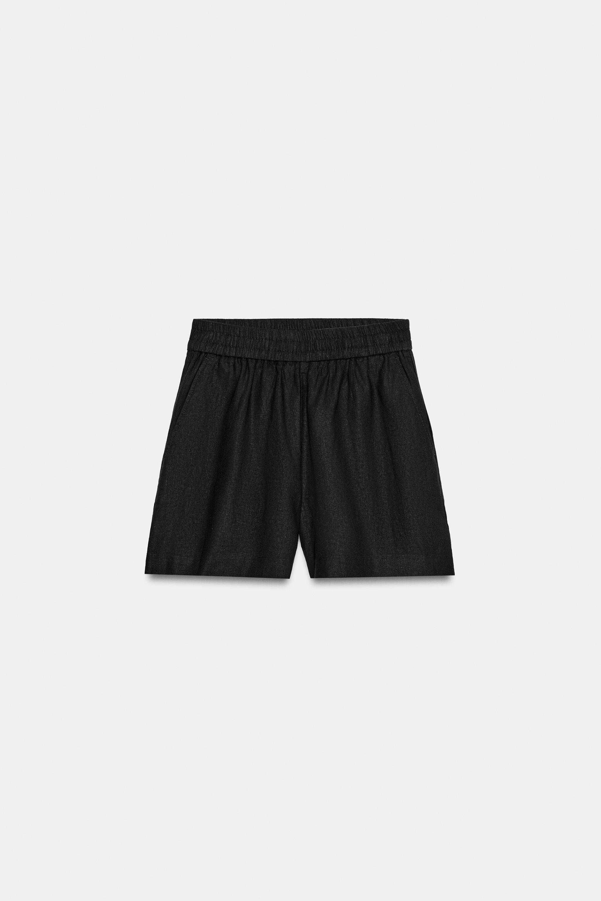 LINEN SHORTS WITH ELASTIC WAIST